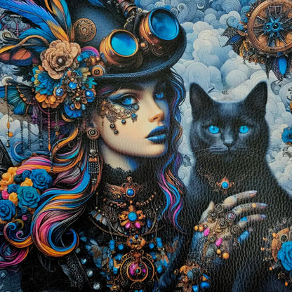Kunstleder Panele Turquoise Steampunk Girl Collection 25 x