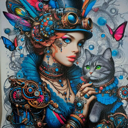 Kunstleder Panele Turquoise Steampunk Girl Collection 25 x