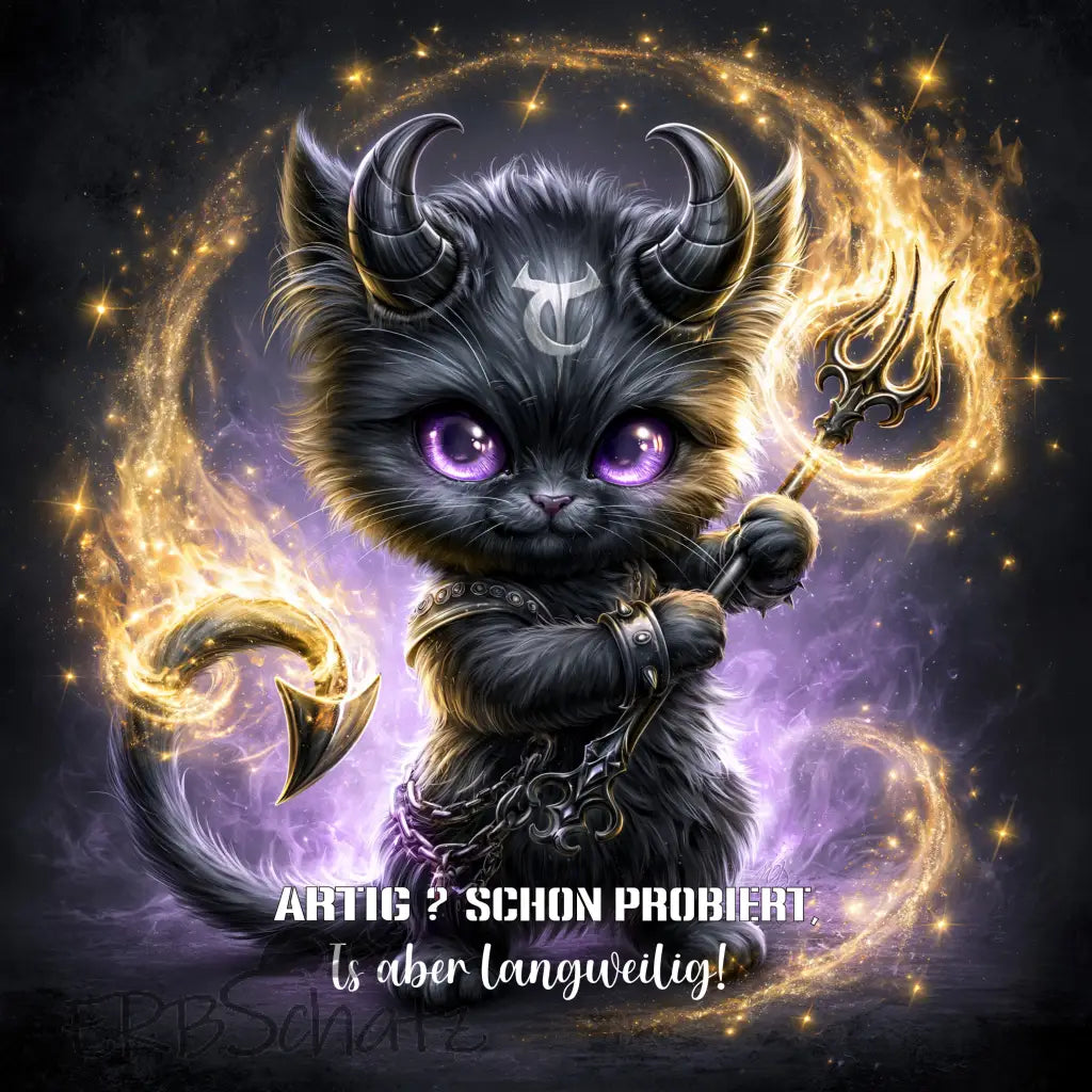 Kunstleder Panele Unartig Cat Devil | 15x 15cm - P15
