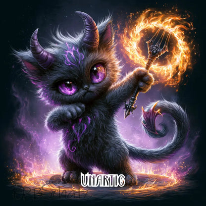 Kunstleder Panele Unartig Cat Devil | 25x 25cm - P25