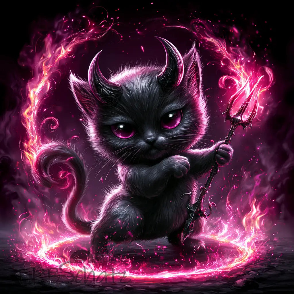 Kunstleder Panele Unartig Cat Devil | 30x 30cm - P30