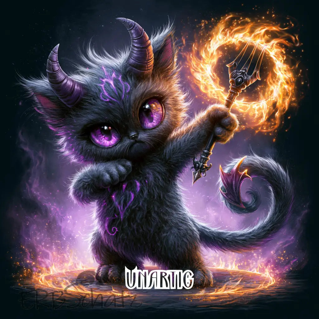 Kunstleder Panele Unartig Cat Devil | 30x 30cm - P30