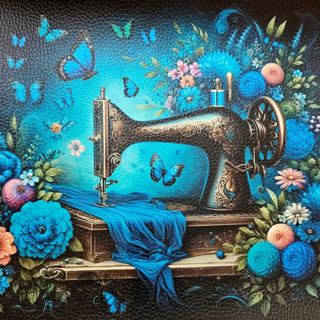 Kunstleder Panele Vibrant Sewing Machine - Blue Turquoise