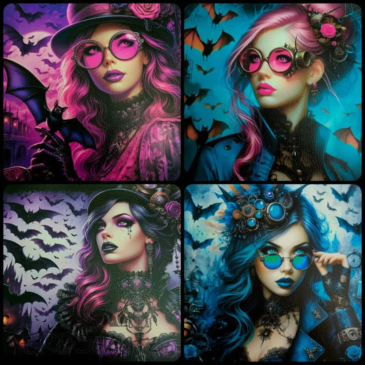 Kunstleder Panele Vibrant Woman & Bats 25x25 cm P25