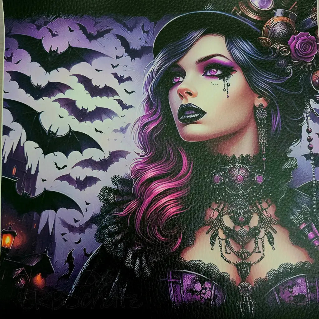 Kunstleder Panele Vibrant Woman & Bats 25x25 cm - P25