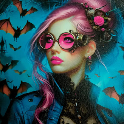Kunstleder Panele Vibrant Woman & Bats 25x25 cm - P25