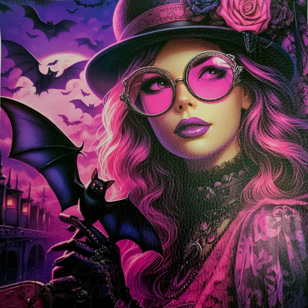 Kunstleder Panele Vibrant Woman & Bats 30x30 cm - P30