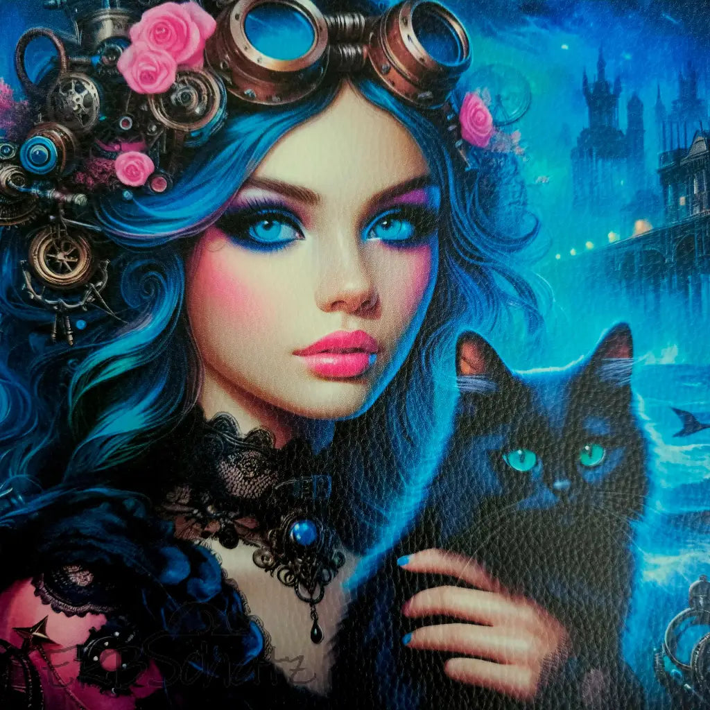 Kunstleder Panele Vibrant Woman & Cats 25x25 cm - P25