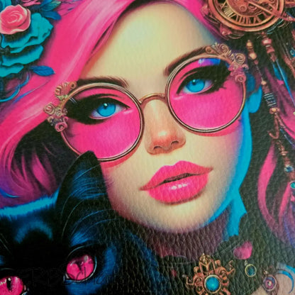 Kunstleder Panele Vibrant Woman & Cats 25x25 cm - P25