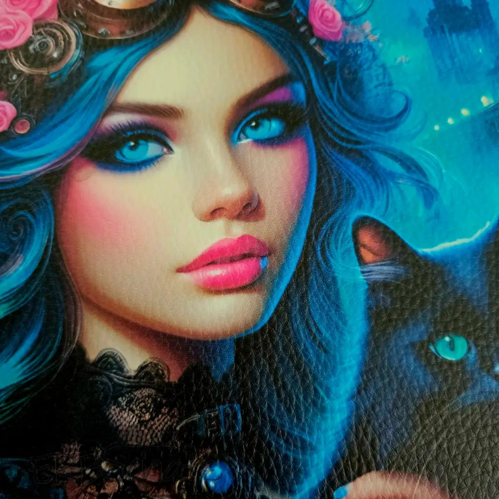 Kunstleder Panele Vibrant Woman & Cats 25x25 cm - P25