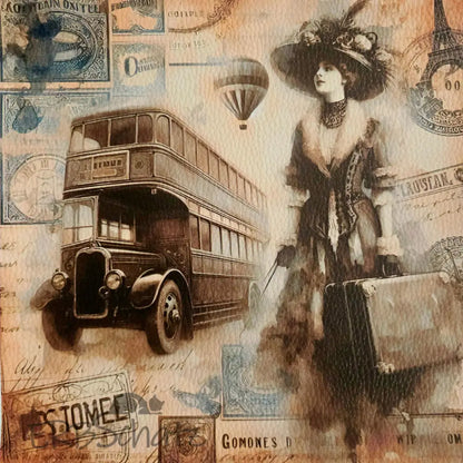 Kunstleder Panele Vintage Traveler Collection | 30x 30cm