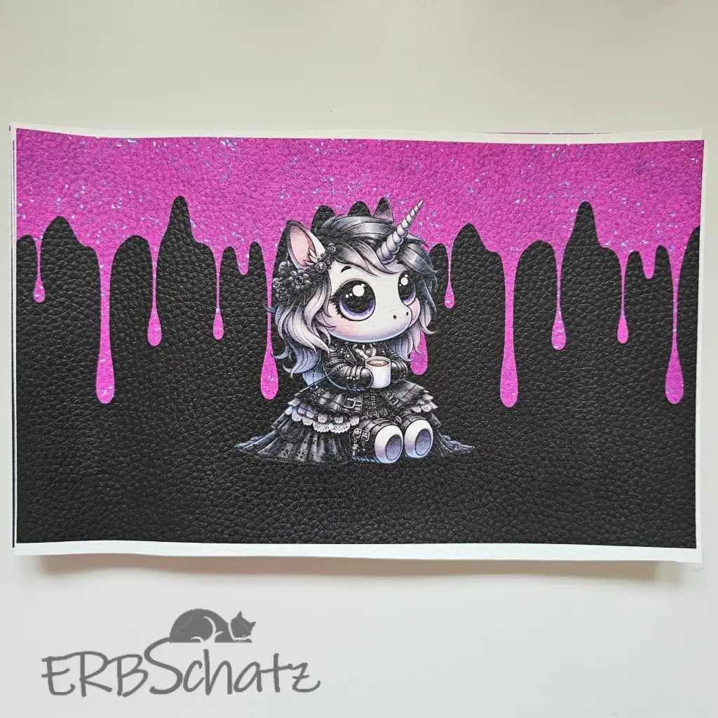 Kunstleder Portemonnaie Panel Goth Unicorn 25x 15cm - PP