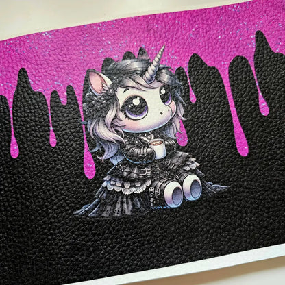 Kunstleder Portemonnaie Panel Goth Unicorn 25x 15cm - PP