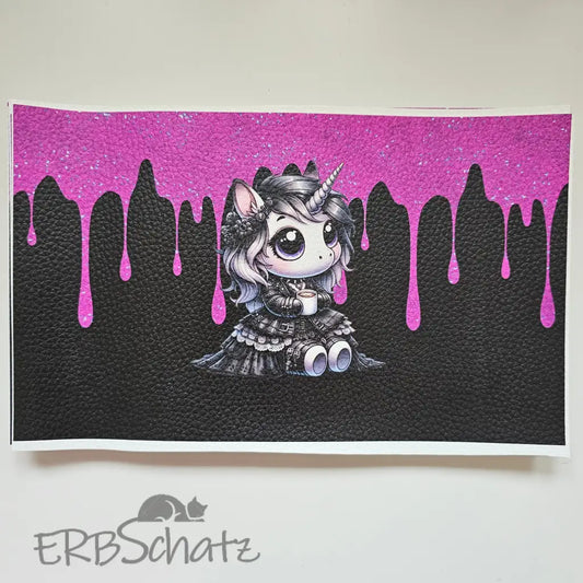Kunstleder Portemonnaie Panel Goth Unicorn 25x 15cm - PP