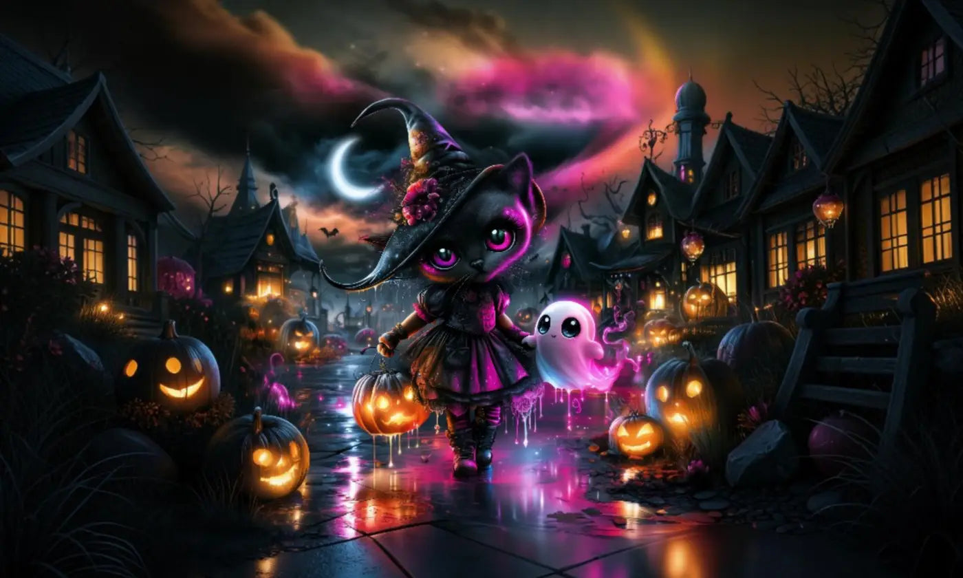 Kunstleder Portemonnaie Panel Halloween Town | 25x15cm - PP