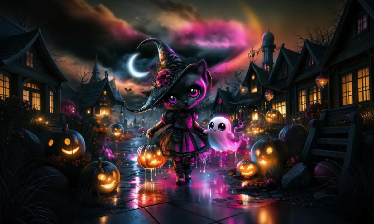 Kunstleder Portemonnaie Panel Halloween Town | 25x15cm - PP
