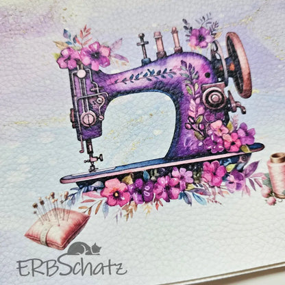 Kunstleder Portemonnaie Panel Purple Sewingmachine 25x 15cm