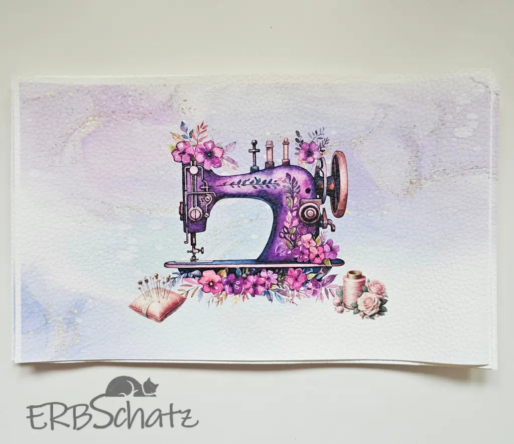 Kunstleder Portemonnaie Panel Purple Sewingmachine 25x 15cm