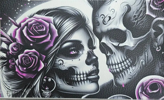 Kunstleder Portemonnaie Panel Skeleton Love 25x 15cm PP