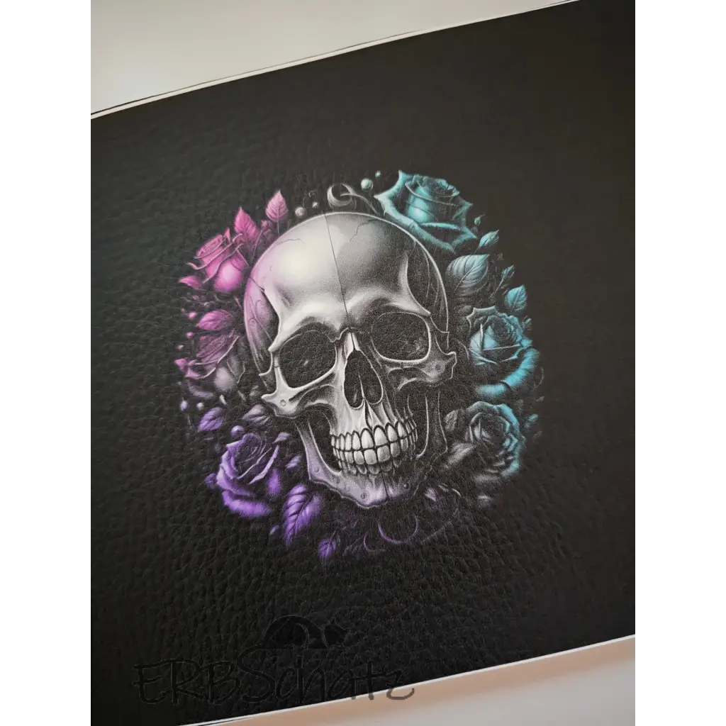 Kunstleder Portemonnaie Panel Skull Roses 25x 15cm
