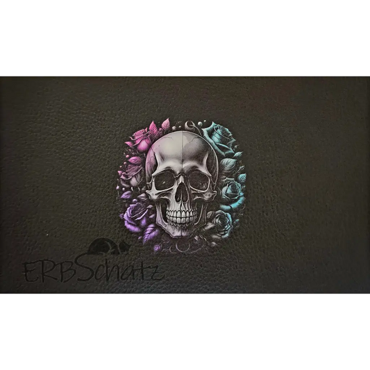 Kunstleder Portemonnaie Panel Skull Roses 25x 15cm