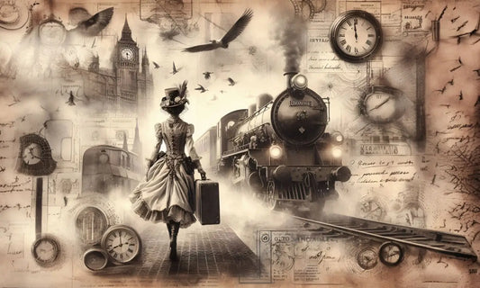 Kunstleder Portemonnaie Panel Vintage Travel Train