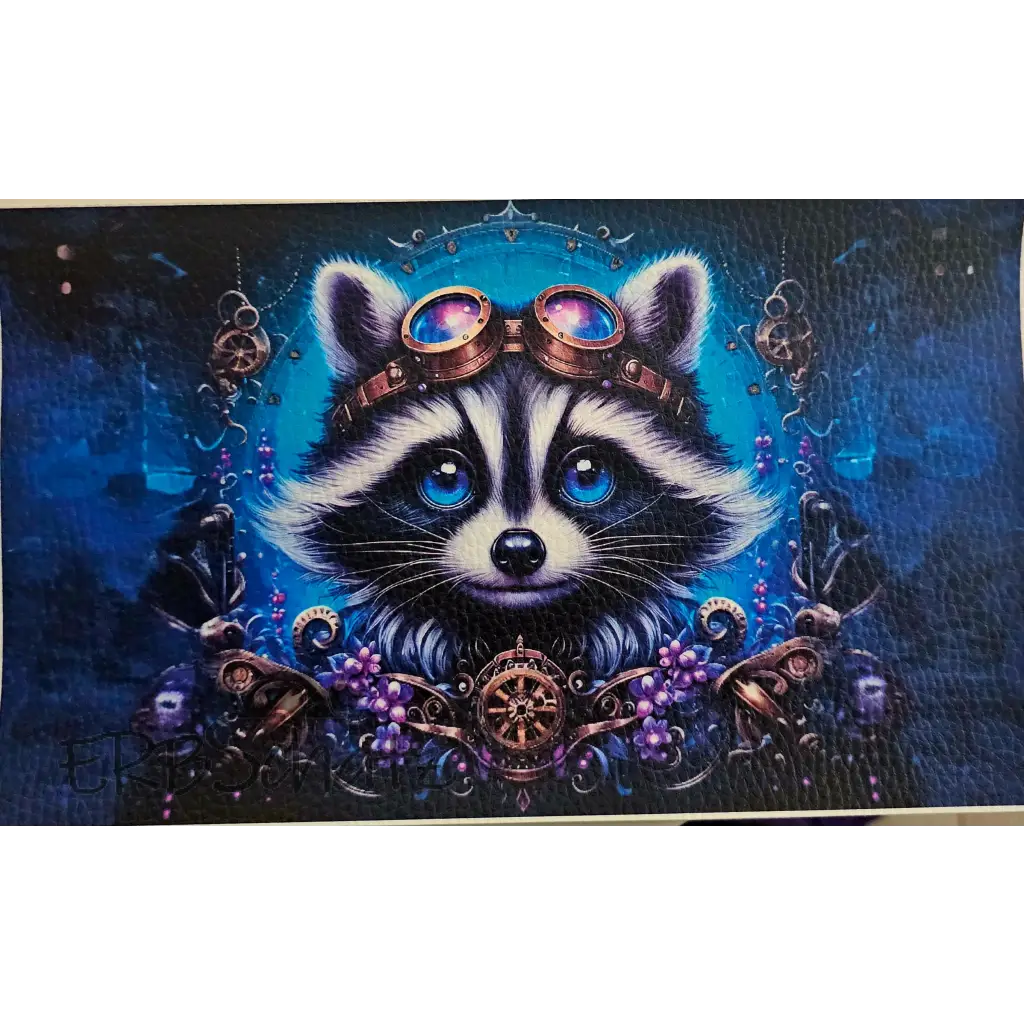 Kunstleder Portemonnaie Panele Steampunk Raccoon 25x15cm