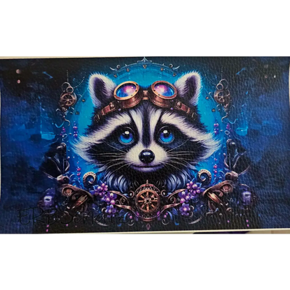 Kunstleder Portemonnaie Panele Steampunk Raccoon 25x15cm
