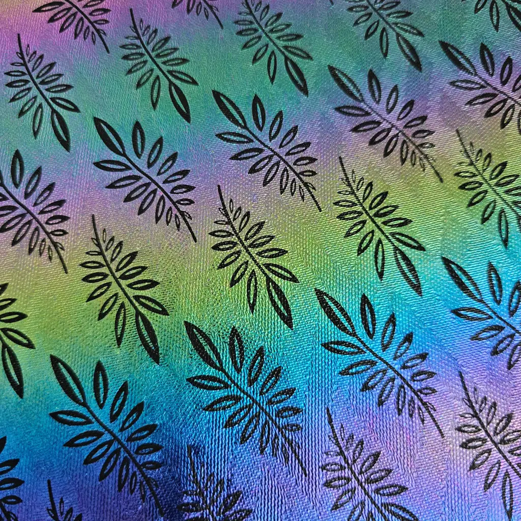 Kunstleder Rainbow Holo Leafs Rollen 30 x 135 cm