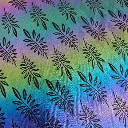 Kunstleder Rainbow Holo Leafs Rollen 30 x 135 cm