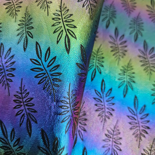 Kunstleder Rainbow Holo Leafs Rollen 30 x 135 cm