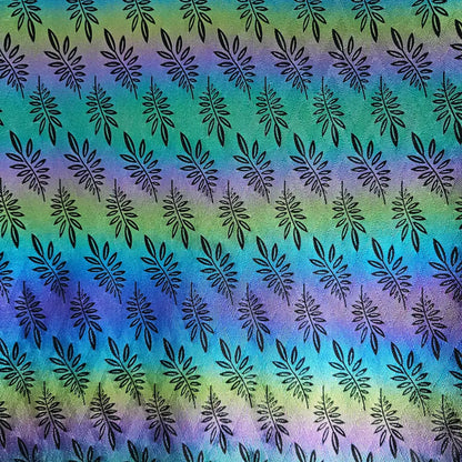 Kunstleder Rainbow Holo Leafs Rollen 30 x 135 cm