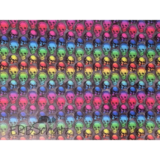 Kunstleder Rainbow Skulls Rollen 30 x 140 cm - 30cm