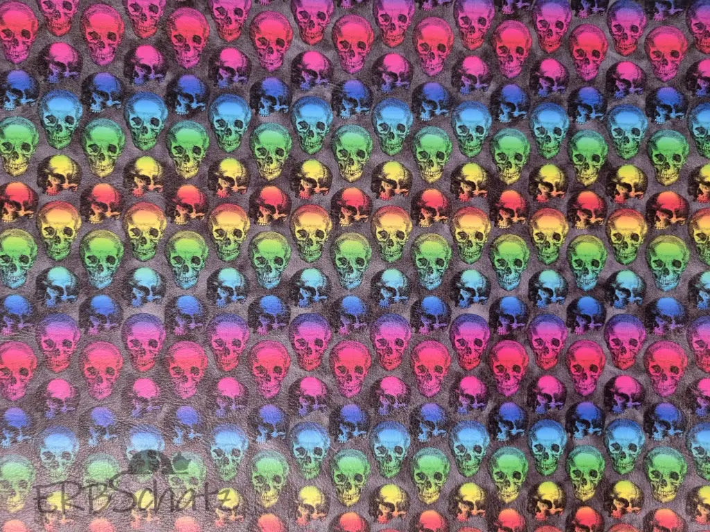Kunstleder Rainbow Skulls Rollen 50 x 140 cm - KL50