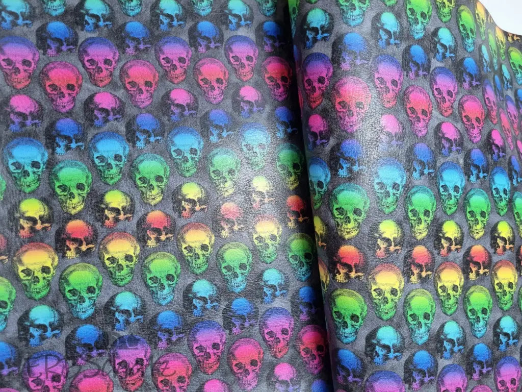 Kunstleder Rainbow Skulls Rollen 50 x 140 cm - KL50