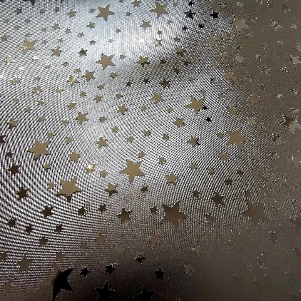 Kunstleder Satin Stars Black | Rollen 30 x 135 cm