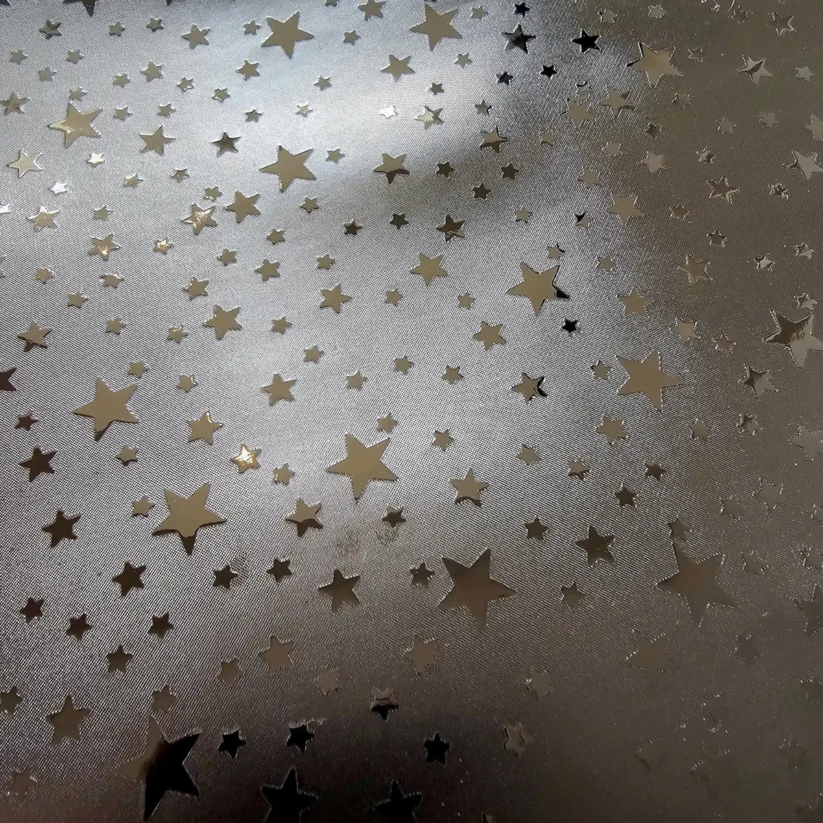 Kunstleder Satin Stars Black | Rollen 30 x 135 cm
