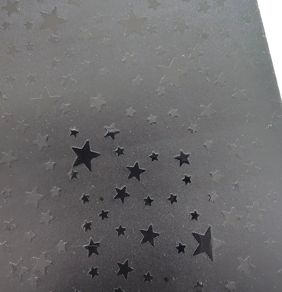 Kunstleder Satin Stars Black | Rollen 30 x 135 cm