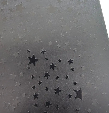 Kunstleder Satin Stars Black | Rollen 30 x 135 cm