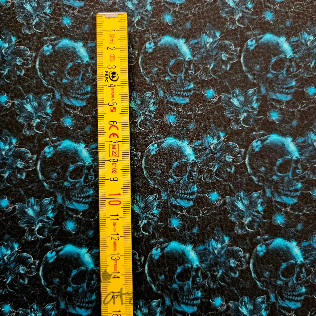 Kunstleder Teal Skulls 50 x 140 cm - KL50