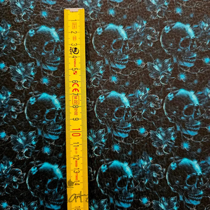 Kunstleder Teal Skulls 50 x 140 cm - KL50