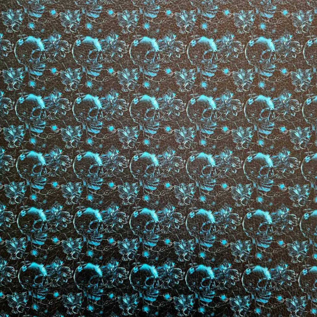 Kunstleder Teal Skulls 50 x 140 cm - Teal Skulls - KL50