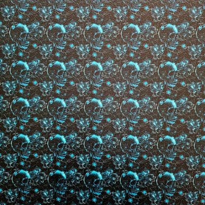 Kunstleder Teal Skulls 50 x 140 cm - Teal Skulls - KL50