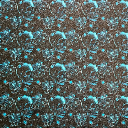 Kunstleder Teal Skulls 50 x 140 cm - KL50