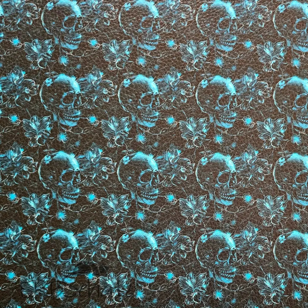 Kunstleder Teal Skulls 50 x 140 cm - Teal Skulls - KL50