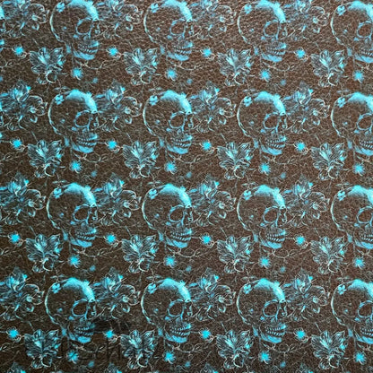 Kunstleder Teal Skulls 50 x 140 cm - Teal Skulls - KL50