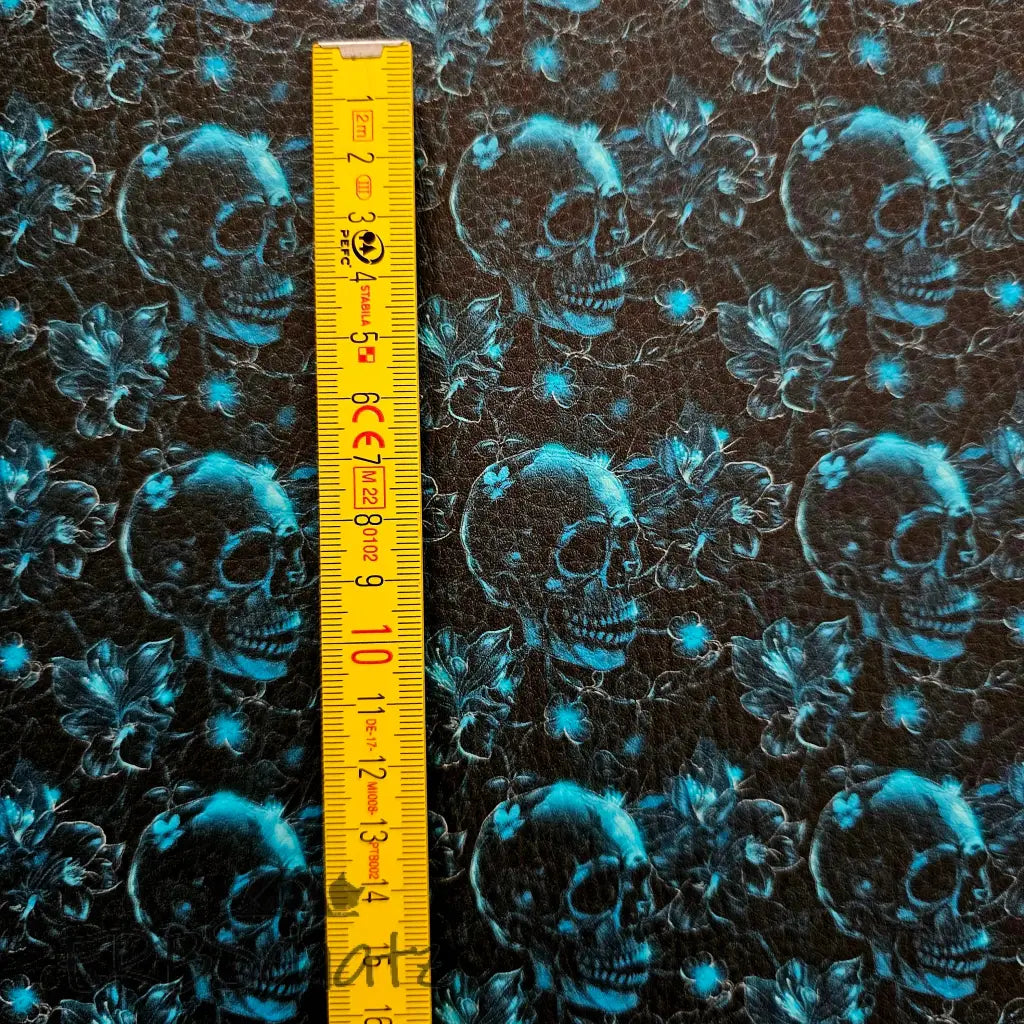 Kunstleder Teal Skulls 50 x 140 cm - Teal Skulls - KL50