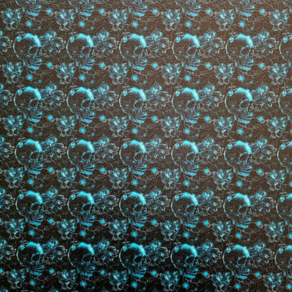 Kunstleder Teal Skulls 50 x 140 cm - KL50
