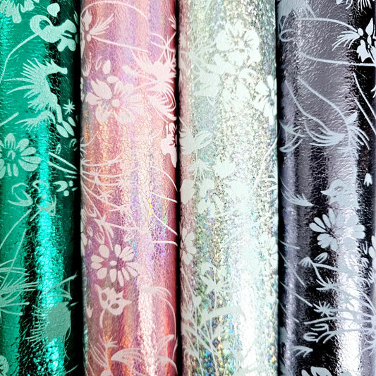 Kunstleder Vibrant Flowers Rollen 30 x 135 cm