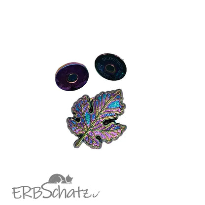 Magnet Taschenverschluss Blatt - Rainbow